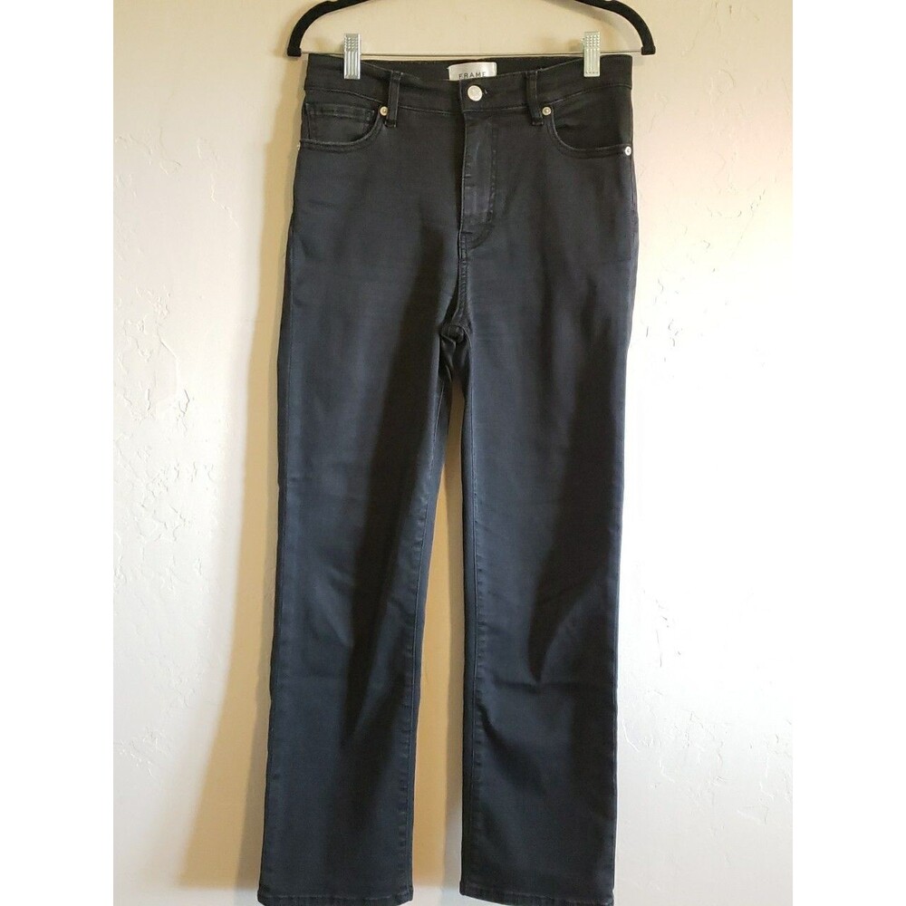 FRAME Jeans Le Sleek Straight Sz. 27 Black Womens High Rise  Biker Grunge Denim